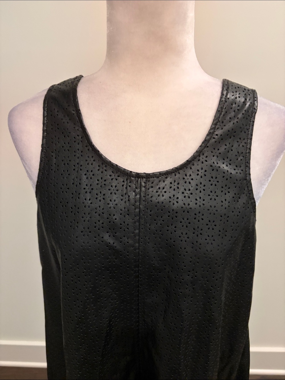 New With Tags Anthropologie Petite Maeve Faux Leather Keiko Cutwork Mini Dress - Picture 4 of 12